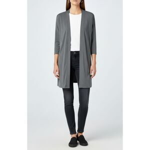 J Jill Wearever Collection Gray Open Long 3/4 Sleeve Stretchy Cardigan Sz XL